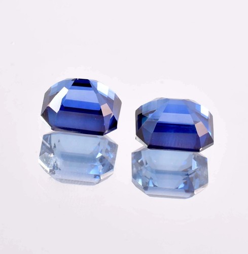 20 Ct Natural Flawless Royal Blue Ceylon Sapphire Emerald Cut Pair Gemstone - Picture 6 of 6