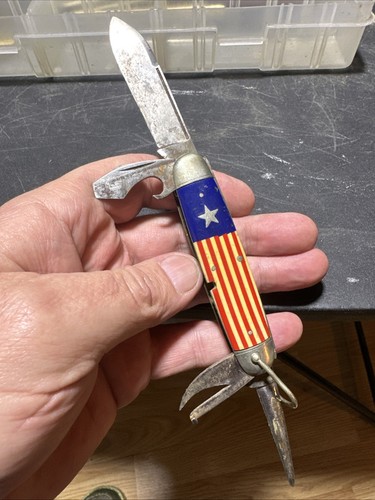 Vintage Remington Pocket Scout Knife. Star Stripes Red White Blue RARE