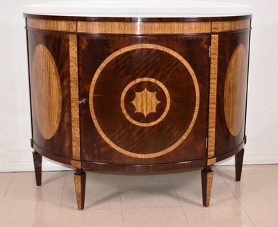 Baker Furniture Historic Charleston Demilune Chest, Mahogany and Satinwood