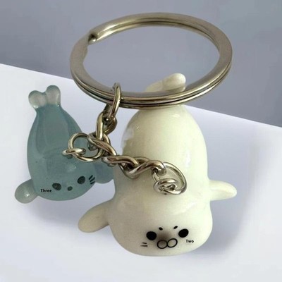 1/2/4Pcs 3D Luminous Sea Lion Keychain Cute Animal Bag Pendant Decoration