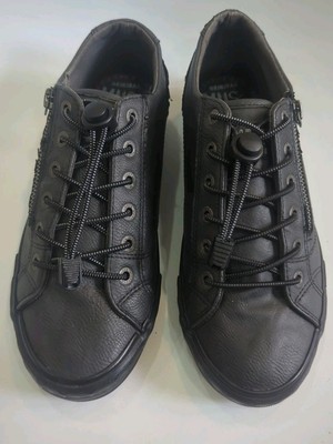 Mustang True Denim Schuhe Schwarz Leder Low Top Sneaker EU38 UK 5 Zip & Bungie 