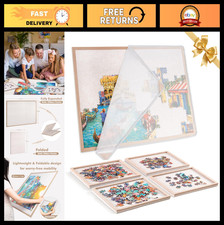 "Large Puzzle Board with 4 Sorting Trays  Protective Cover for 1000 Pieces"