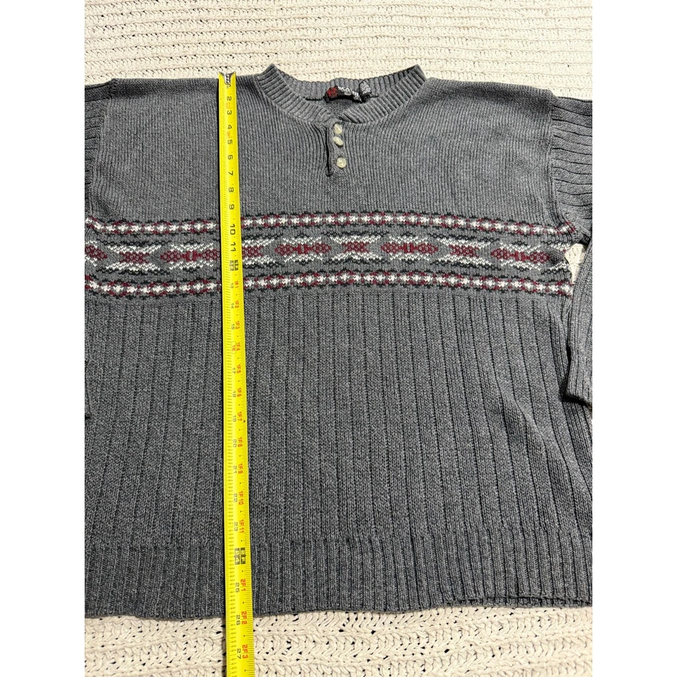 Suéter de Lana Scandia Fair Isle Nórdico De Colección Para Hombre Talla Grande Gris Algodón Hecho en EE. UU. Foto 3 de 4
