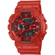 Casio Men's Watch G-Shock Black and Red Analog-Digital Dial Strap GA-110RRB-4ACR