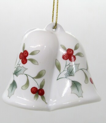 Vintage Pfaltzgraff Double Bell Winterberry Christmas Ornament. NIB.