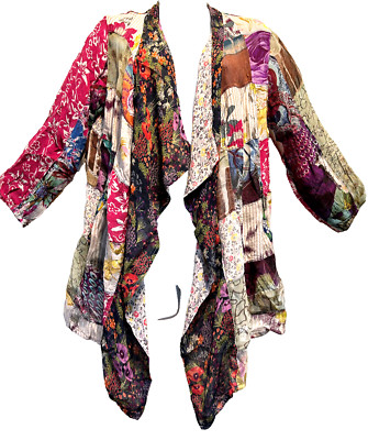 Nwt FUNKY STUFF sheer hippy boho funky chiffon CARDIGAN TOP TUNIC L Free shippin