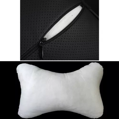 2PCS Car Seat Headrest Neck Cushion Pillows For Honda Black Real Leather - Picture 4 of 11