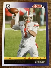 Justin Fields 2021 Score RC Rookie ‘91 Throwback Insert Football Card #TB2 Bears