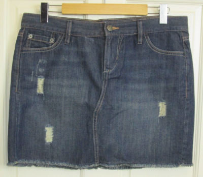 Old Navy Jean Skirt Womens Size 10 35x15 Distressed Fringe 5