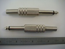 LOT 10 Silver 1/4" Mono Audio Plugs -- New and Unused