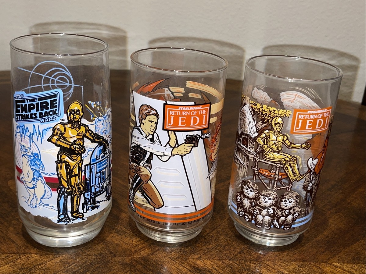 3 Vintage Star Wars Promo Burger King Drinking Glasses 1977 Coca