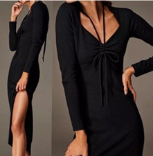 Anthropologie Sz S Tie-front Midi Black Dress Womens💖