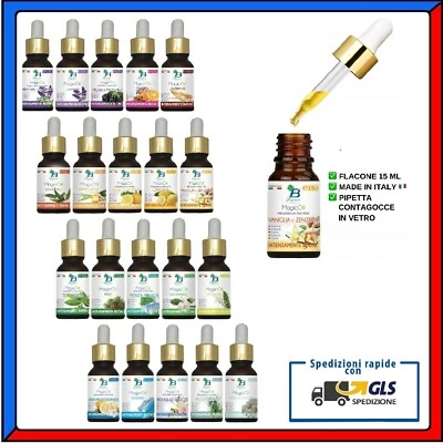 5pz SET OLI ESSENZIALI PER DIFFUSORI UMIDIFICATORI 15ml AROMI PER AROMATERAPIA