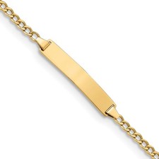 10k Yellow Gold Semi-solid Curb Link ID Bracelet Gift Gift for Mother