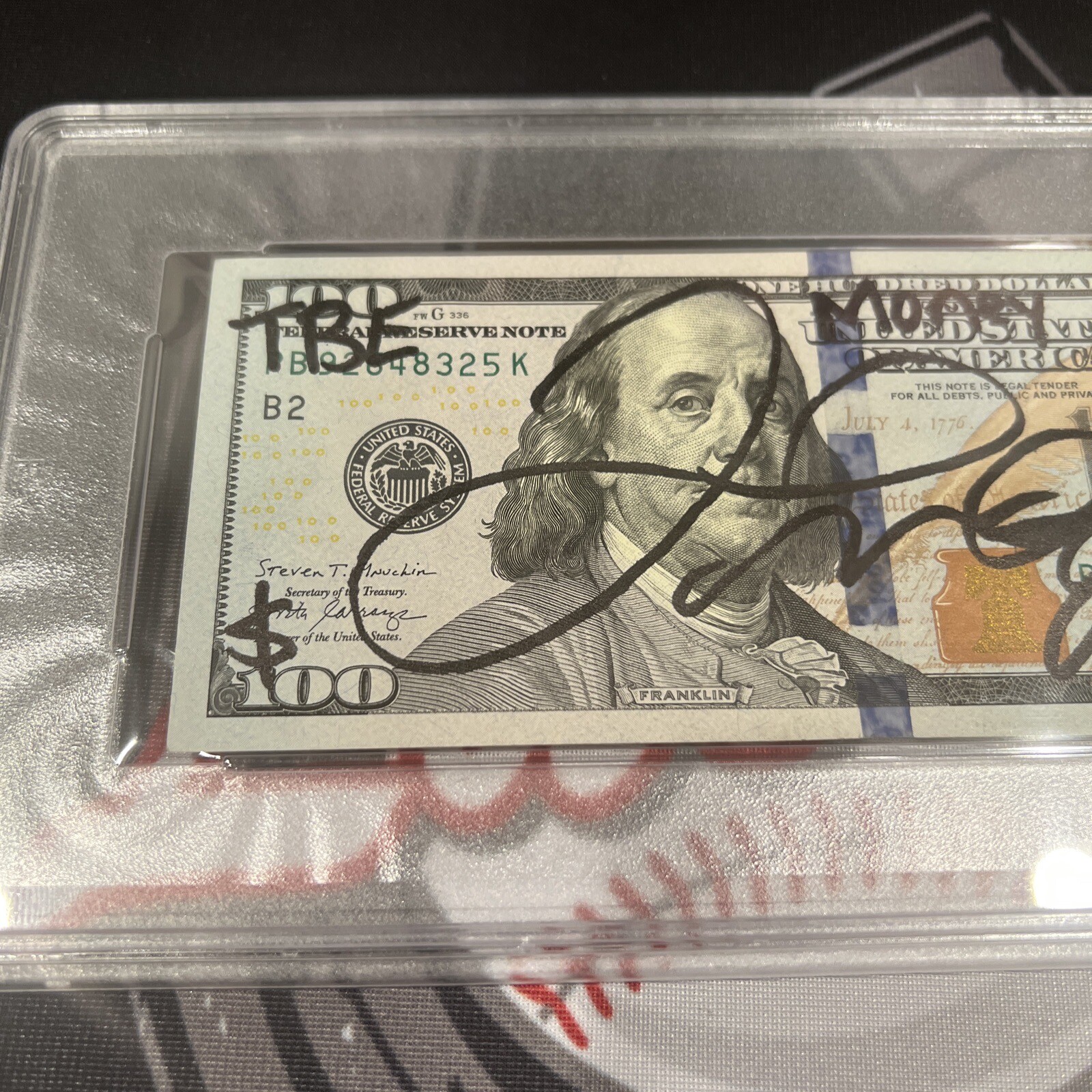 Floyd Mayweather Jr. Signed $100 Bill US Currency x4 Inscription PSA Auth Auto B view 2