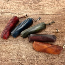 Leder Aufbewahrungstasche Federmäppchen Vintage Geldbörse mit Reißverschluss
