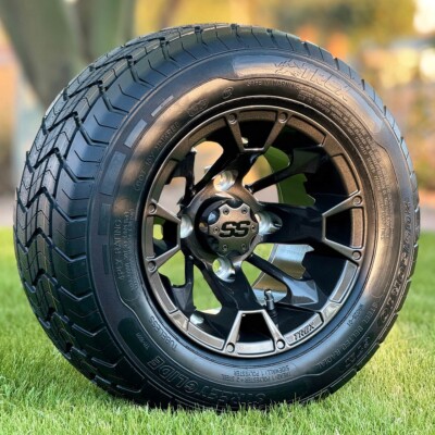 10'' Blackjack Metallic Bronze Golf Cart Wheels & 205/50-10'' DOT Tires- Set of 4