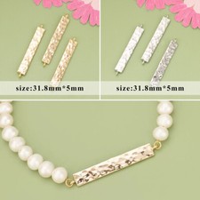 2pcs Gold/Silver Long Bar Charm Connector,Gold Plated Brass Long Strip Pendant