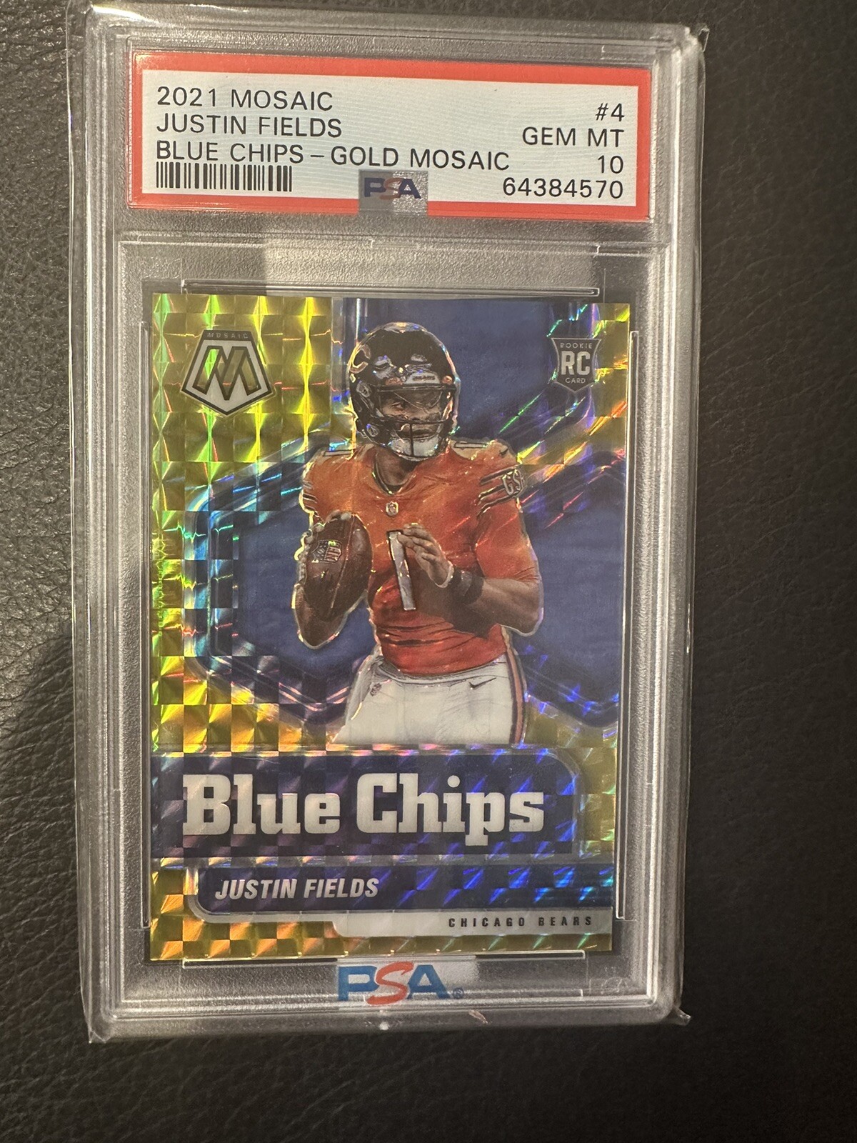 Justin Fields Panini Mosaic Blue Chips #4 Gold Mosaic