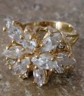 Rhinestone Ring ,Gold Tone, IM Sz 8  — photo 10