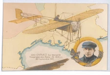 FRANCE PIONEER AVIATION Art Postcard CHAVEZ Bleriot Monoplane 1910 Channel LZ217