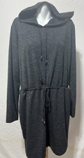 Michael Kors Women Lounge Dress Grey Heather Hooded XL tie waist 2 pockets