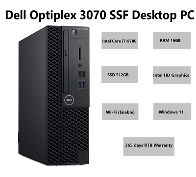 Dell OptiPlex 3070 Core i7 9th Gen 16GB RAM 512GB SSD Wi-Fi