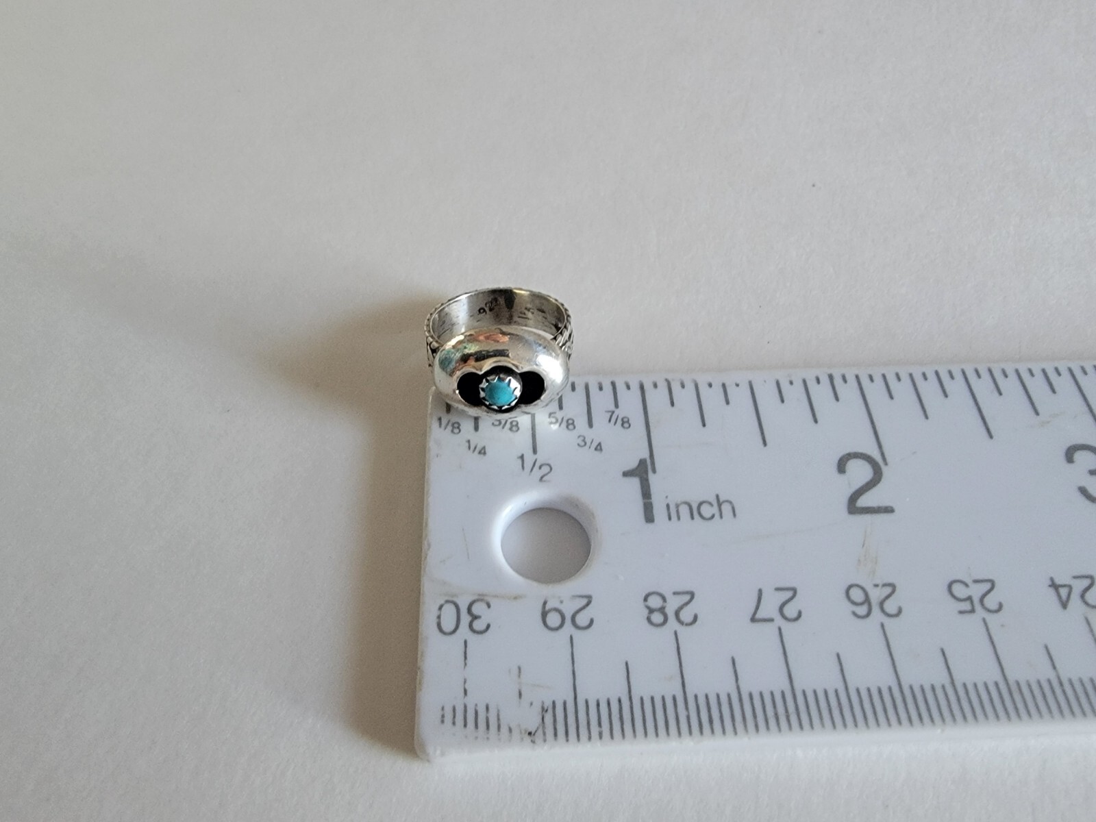 Native American Shadowbox Ring Turquoise 925 Brai… - image 9