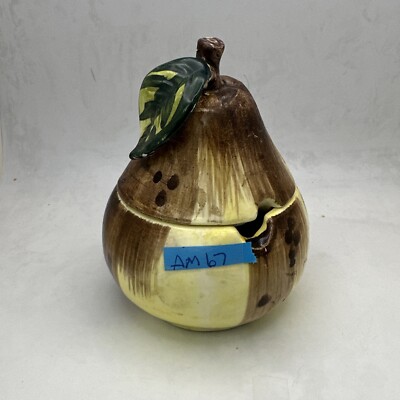Vintage Ceramic Pear Sugar Bowl w/ Lid