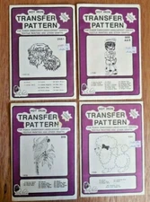 Lot of 4 Uncut Pretty Punch Hot Iron Transfer Patterns:  Dogs*Parrot*Clown