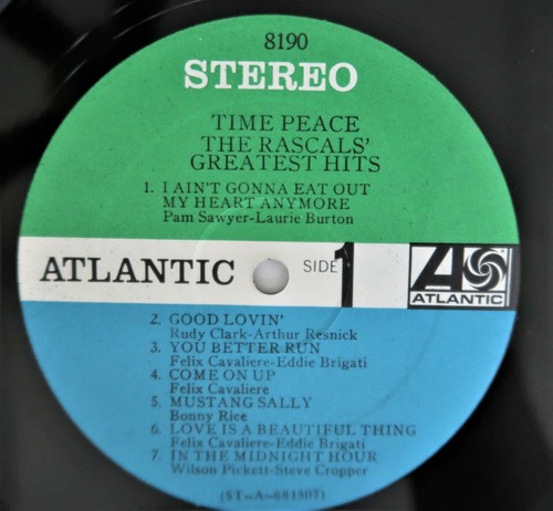 The Rascals Time Peace Greatest Hits1968 8190 Vtg Vinyl Atlantic Records - Imagen 11 de 12