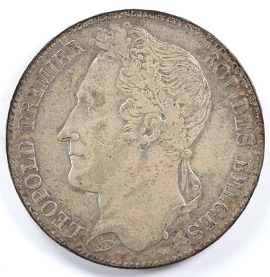 1848 Belgium 5 Francs .900 Silver Coin Léopold I KM3