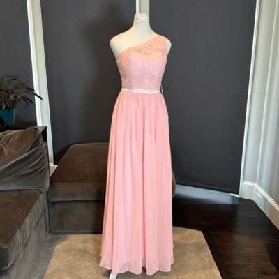 sachin and babi light blue dress A-Line One Shoulder Chiffon Beaded Lace Bridesmaid Dress – Emdresses