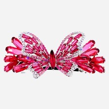 Butterfly BARRETTE Hair Clip Hairpin use Swarovski Crystal Elegant Hot Pink K59