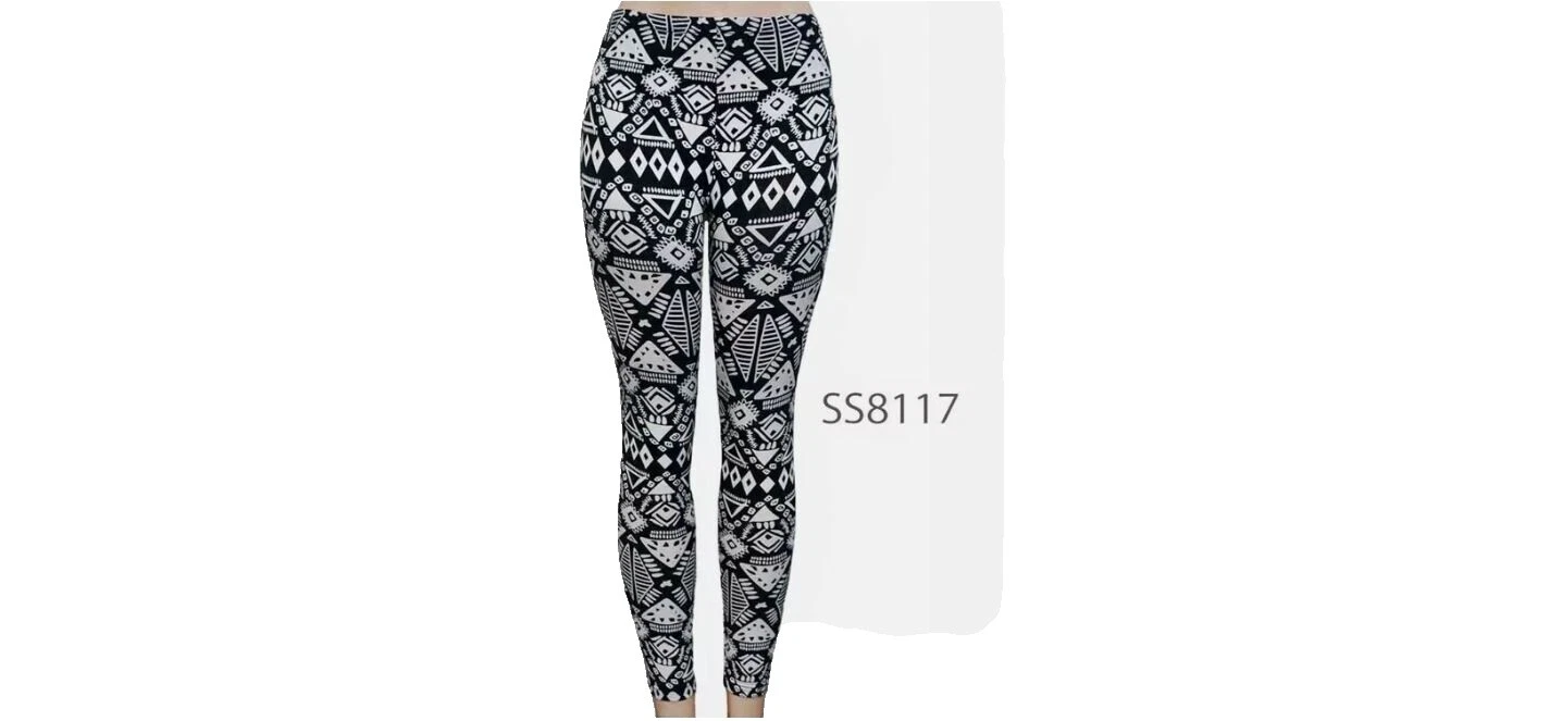 Mezcla de poliéster negro Azteca Leggings para Mujer