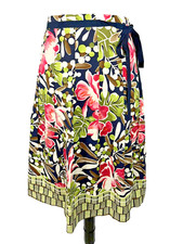 Talbots Skirt sz 6 Petite Pink Green Floral Tropical Knee Pleated Cottage Core