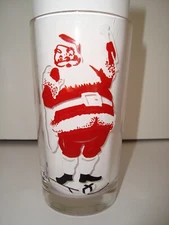 Vintage 1950's Boscul Santa Claus Peanut Butter Glass with Train Around Bottom