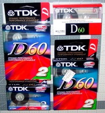 6 TDK D60 Audio Cassette Tape Lot IEC Type 1 Normal Position New 60 Mins NOS