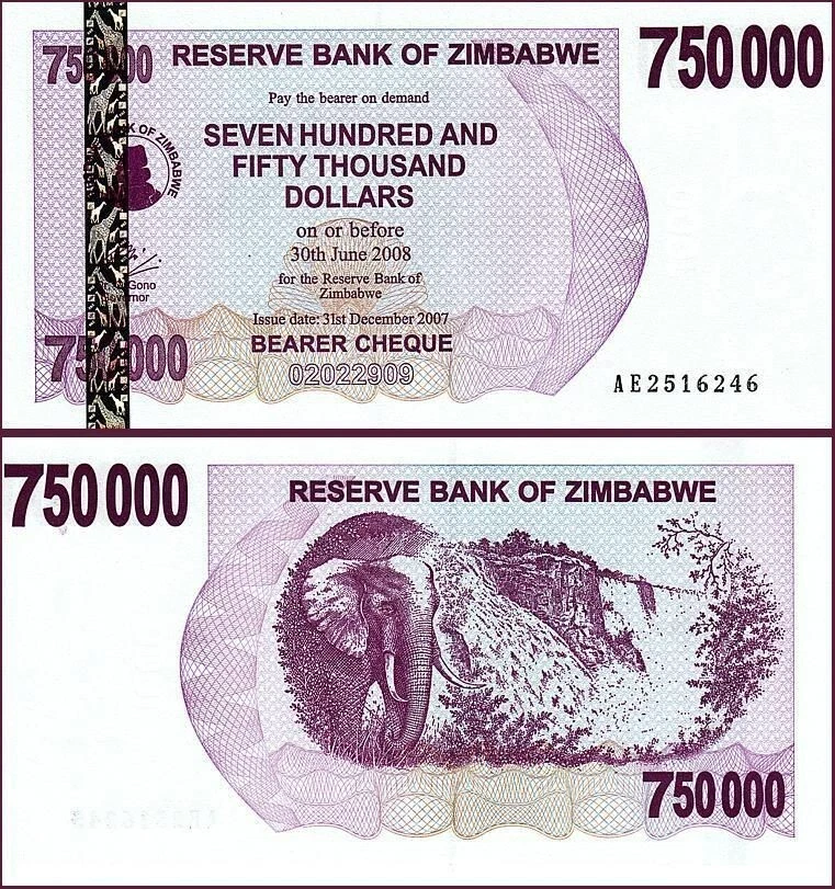 Zimbabwe 750000 Dollars 2007, UNC, 20 Pcs LOT, Consecutive, P-52, Bearer Cheque - Image 3 of 4