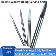 HSS Electric Woodworking Carving Cutter Wood Engraving Tool 2.35/3/4/6mm Shank