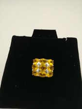 Unique 9 Stone Genuine Citrine and Sterling Silver Statement ring sz 7