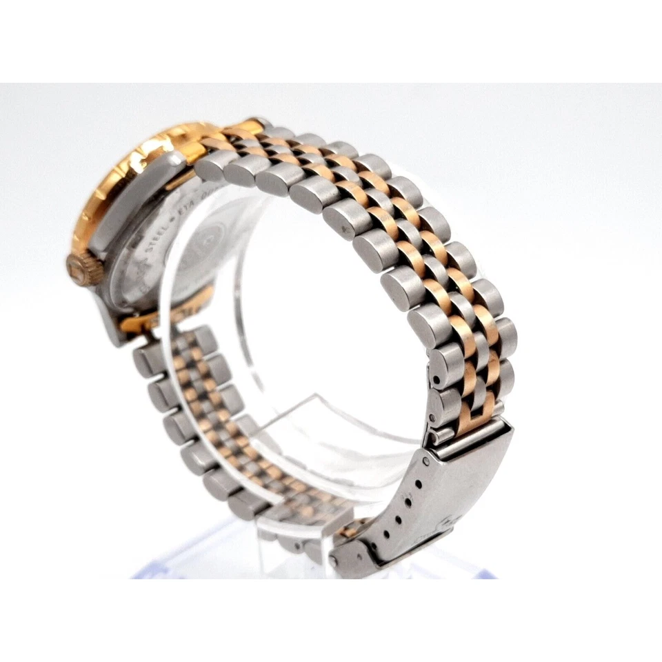 Reloj Spalding Mujer Nuevo Batería Dos Tonos 26mm Fecha Dial Estilo Buzo Foto 4 de 4