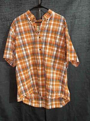 Red Head Brand Co Mens Plaid Short Sleeve Button Up Shirt 2XL Orange