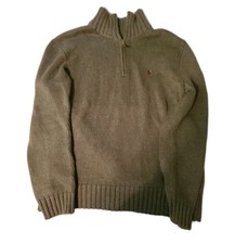 POLO RALPH LAUREN PULLOVER Sweater Mens Large 1/4 Zip Green