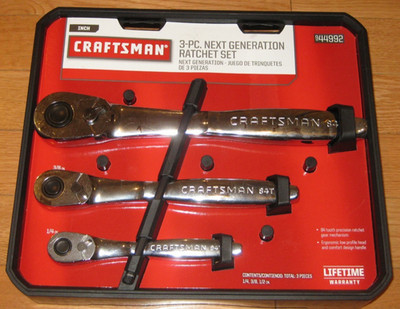 Craftsman 3 pc Next Gen Ratchet Set Full Polish Thin Profile 9-44992 84T New
