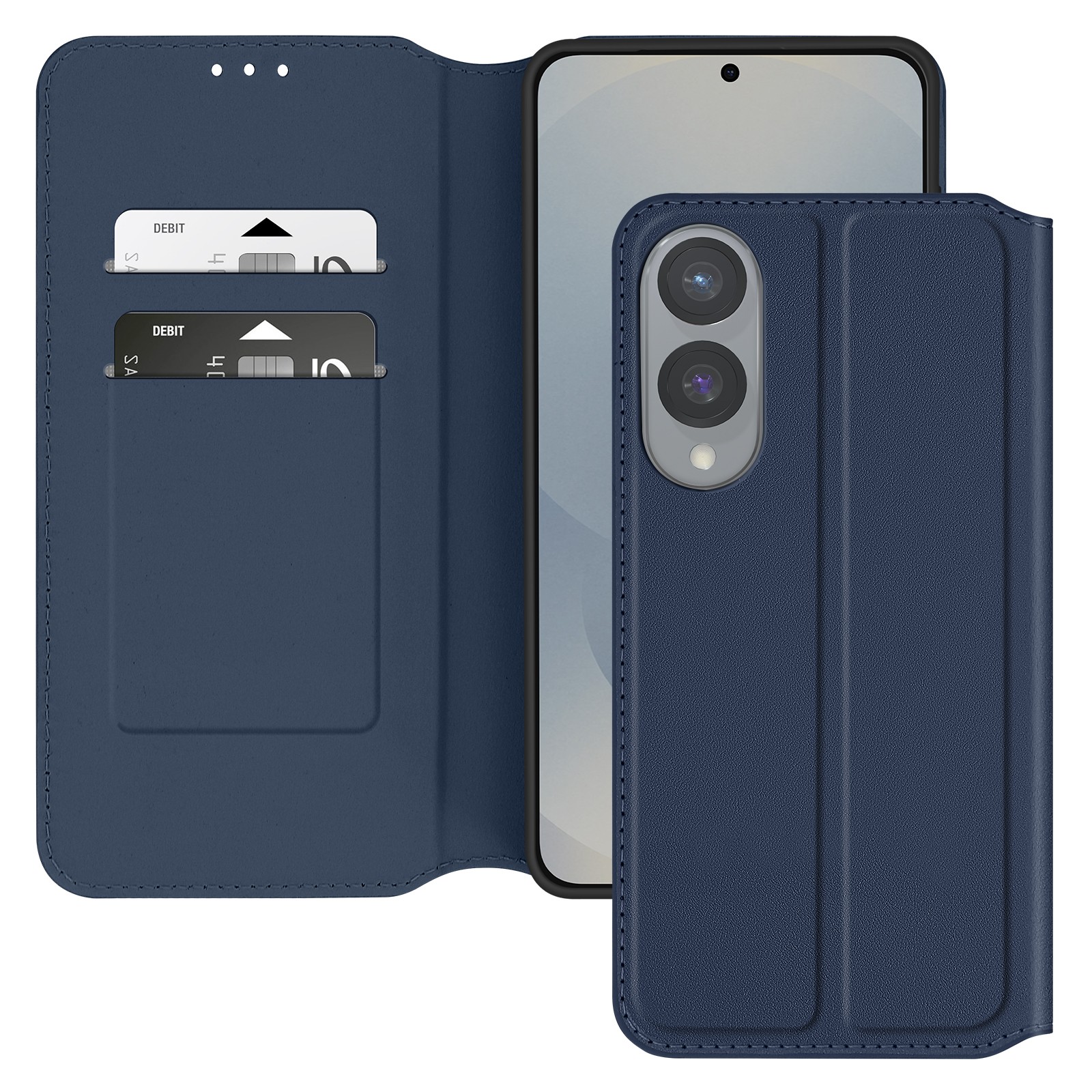 Étui clapet pour Samsung Galaxy S25 Edge bleu nuit avec porte-carte intégré Avizar