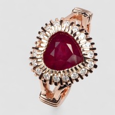 Elegant Blood Red Ruby Heart 2Ct 925 Sterling Silver Rose Gold Plated Fine Rings