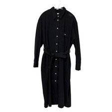 UNIQLO U Black Long Shirt Dress M Cotton Loose Fit Versatile Styling