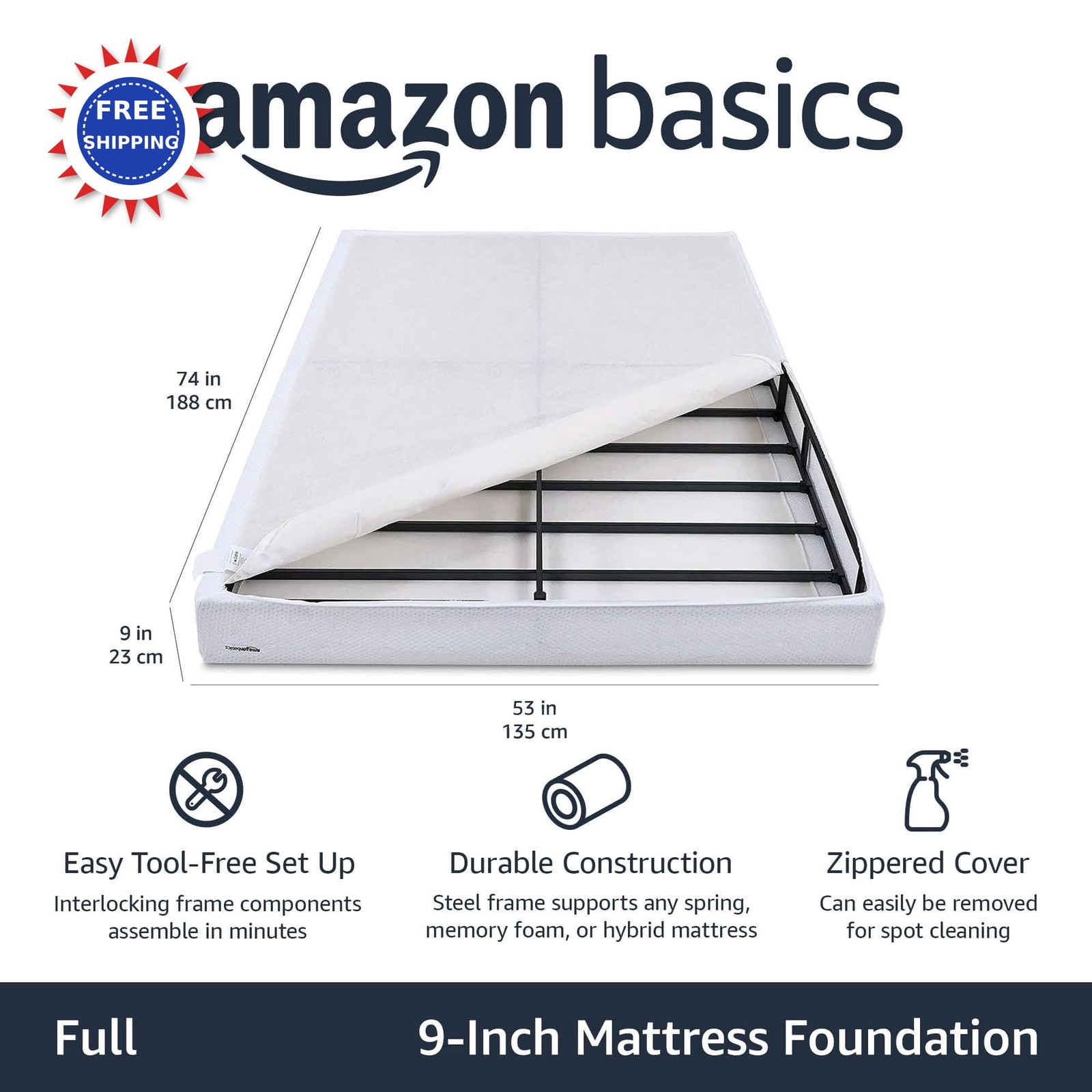Smart Box Spring Bed Base 9 Inch Mattress Foundation Tool Fr