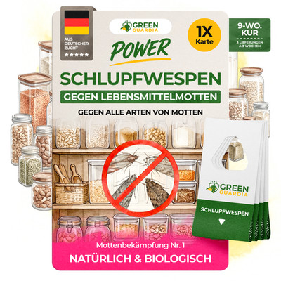 Schlupfwespen gegen Lebensmittelmotten 1 bis 25Karten x 3 Lieferung,GreenGuardia